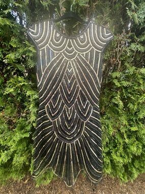 Black Beaded Art Deco Mini Dress